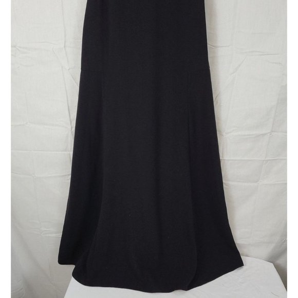 TopShop Women's Size 2 Halter Vneck Plunge Midi Dress Black Strappy Back - Picture 2 of 9
